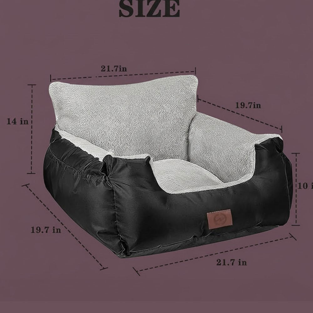 Dog Car Seats for Small Dogs or Cats, Pet Booster Seat Travel Bed with Storage Pocket and Clip-On Safety Leash,