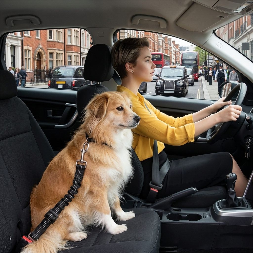 Dog Seat Belt - Adjustable Elastic Bungee with 360° Swivel Clip