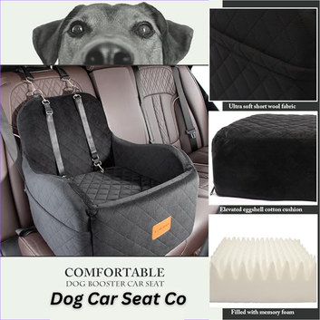 Dog Booster Car Seat for Small/Medium Dogs,Puppy Portable Seat for Car with Elevated Cushion,Fully Detachable and Washable Pet Seat with Storage Pockets,Easy to Install (Black/Grey, Medium)