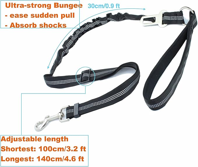 Extra Long Dog Seat Belt for Car | Adjustable Headrest Harness with Reflective Safety Strap