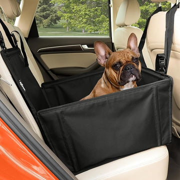 Extra Stable Dog Car Seat with Seat Belt – Waterproof and Robust Design for the Back Seat with 4 Fastening Straps for Large Dogs up to 26 kg