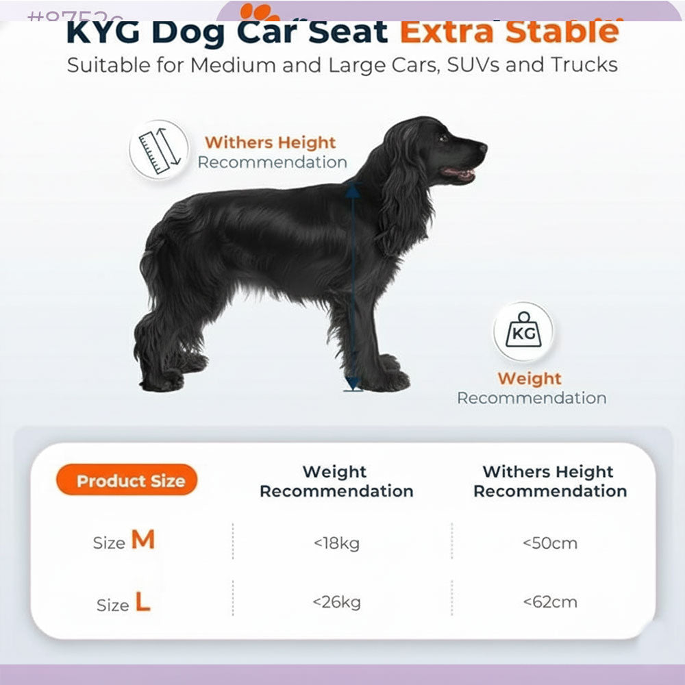 Extra Stable & Waterproof Dog Car Seat - Non-Slip,for Large Dogs 