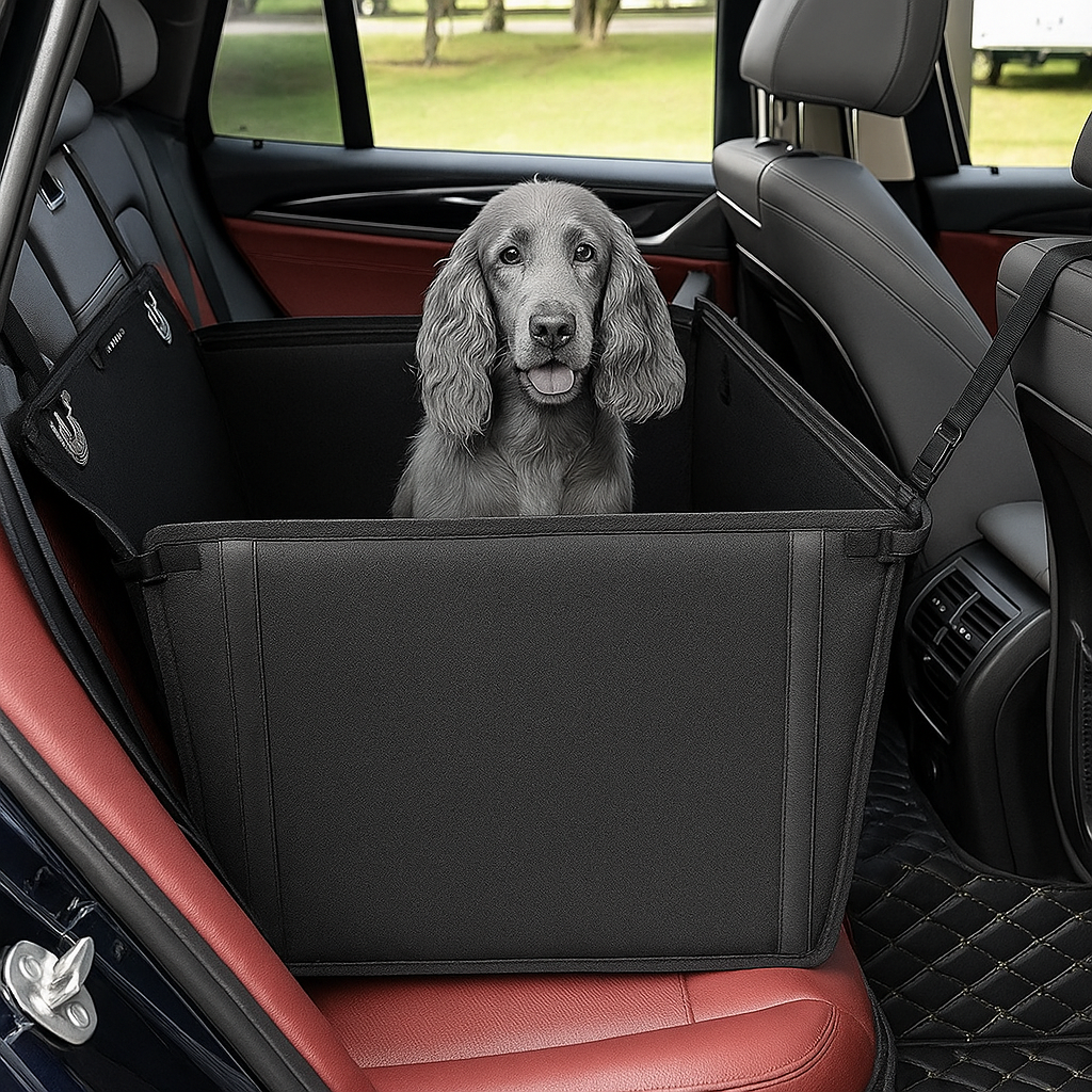 Extra Stable & Waterproof Dog Car Seat - Non-Slip,for Large Dogs (up to 26 kg) with 4 Attachment Straps for Back Seat