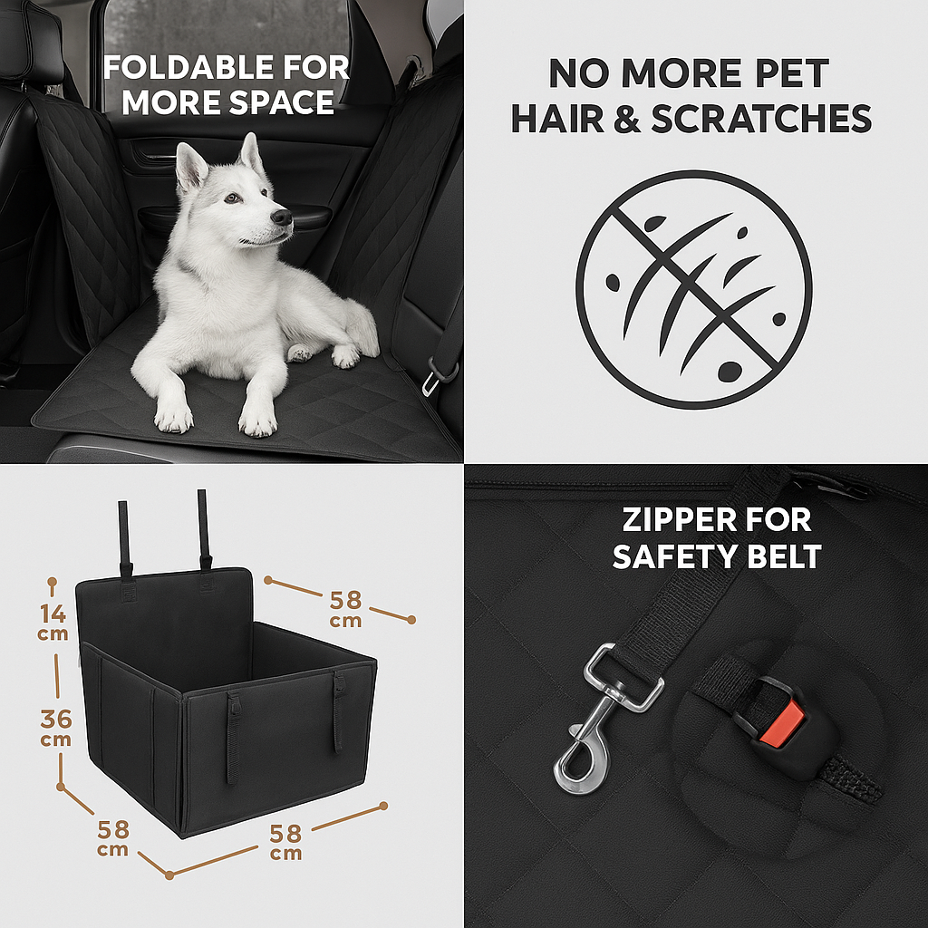 Extra Stable Waterproof Dog Car Seat – Safe Travel for Dogs up to 26kg