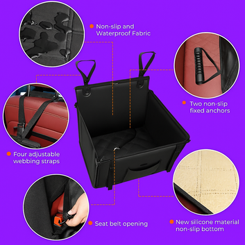 Extra Stable Waterproof Dog Car Seat for Large Dogs Up to 26kg – Travel Booster Seat, Safety & Comfort