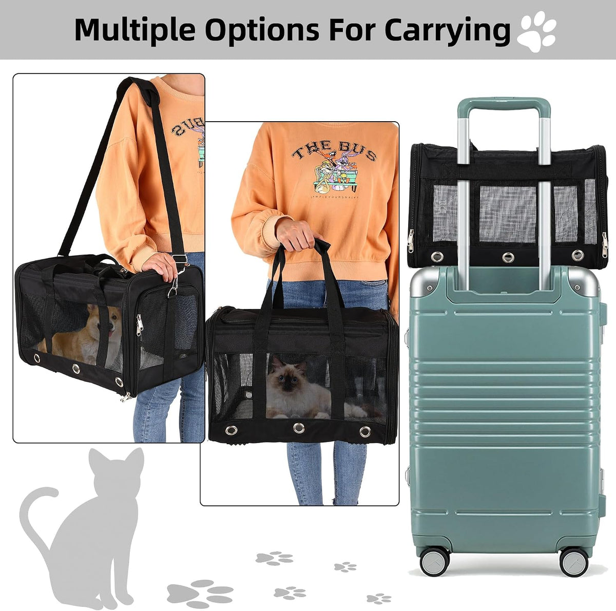 FoldableSoft-SidedPetCarrier_BreathableMesh_AirlineApproved_Upto17lbsmultipalfeatures