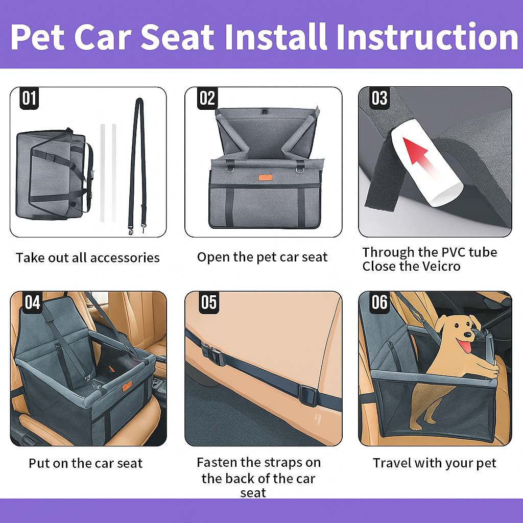 Foldable Dog Car Seat for Small Pet