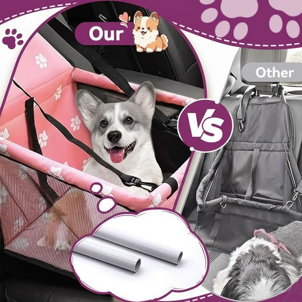 Folding Breathable Pet Booster Carrier – Lightweight Dog Car Travel Seat | Pink