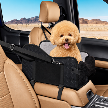 Centre Console Dog Car Seat – Faux Leather – Black – Foldable, for Cars, SUVs & Small Trucks – Up to 5 kg