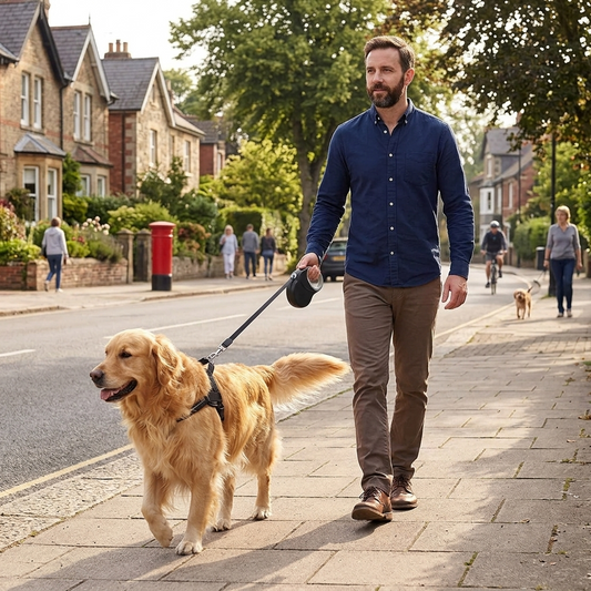 Heavy Duty Retractable Dog Lead 9m/30FT - Tangle-Free Extendable Leash Dogs Up to 50kg/110lbs
