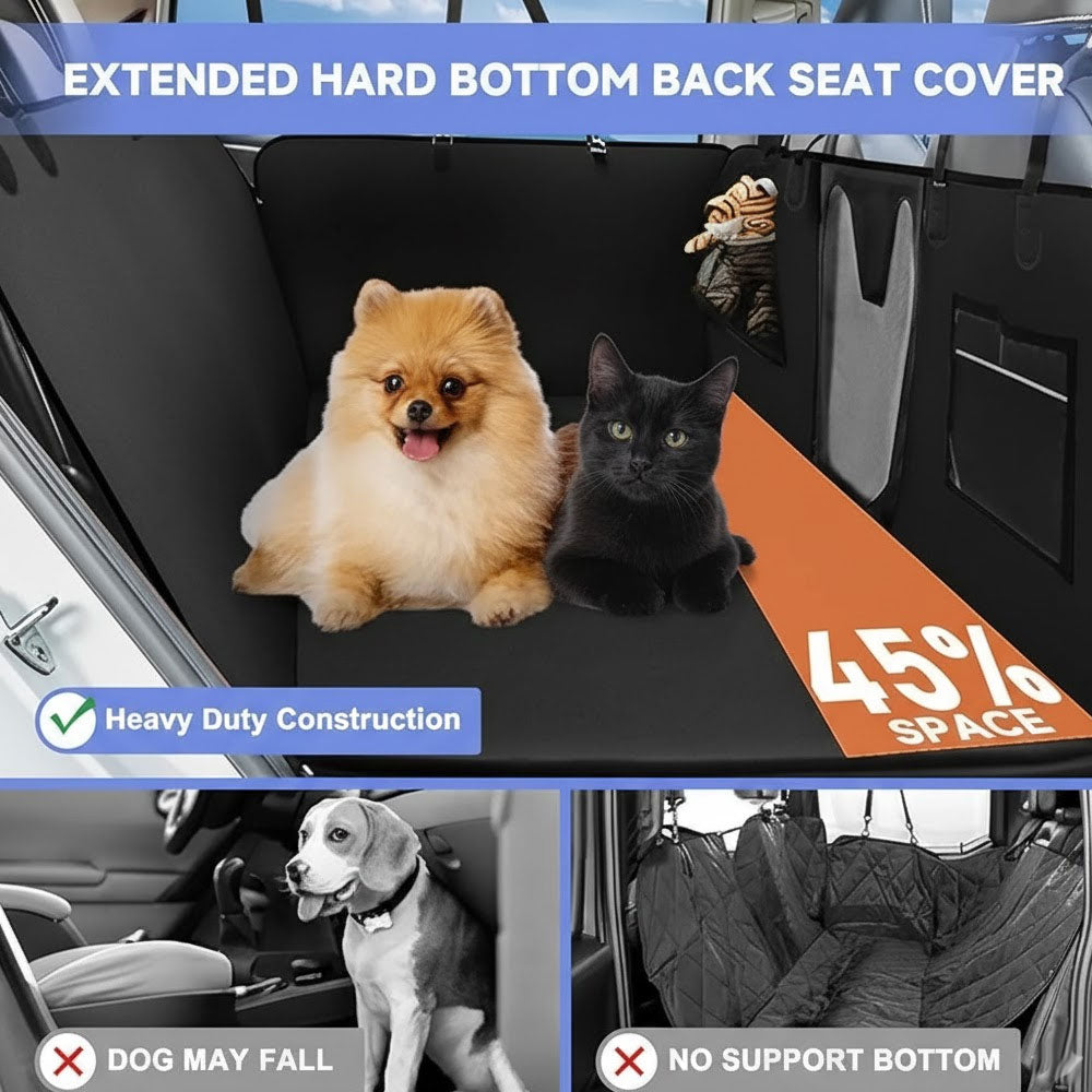 Leather Dog Car Seat Cover for Back Seat for Dogs with Hard Bottom Holds 400 lbs. 100% Waterproof, Scratch-Proof and Anti-Slip Dog Hammock for Car,