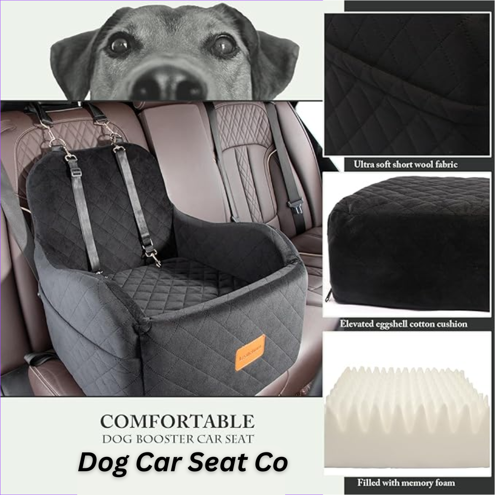 Medium Dog Booster Car Seat – Elevated Travel Cushion with Safety Harness