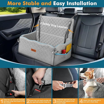 Medium Dog Booster Car Seat with Memory Foam – Up to 60 lbs, Comfortable Travel