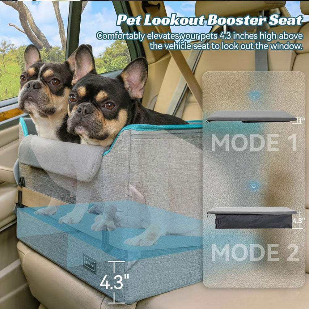 Medium Dog Car Seat, with Safety Belt Attachment Buckles, Dog Booster Car Seat with 2 Clip-On Safety Leashes,