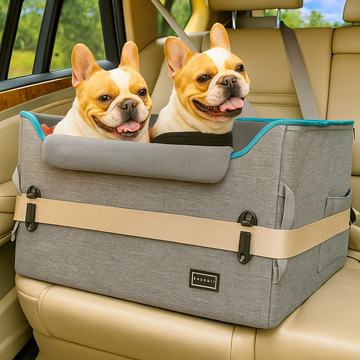 Medium Dog Car Seat, with Safety Belt Attachment Buckles, Dog Booster Car Seat with 2 Clip-On Safety Leashes, (20 kg, Grey)