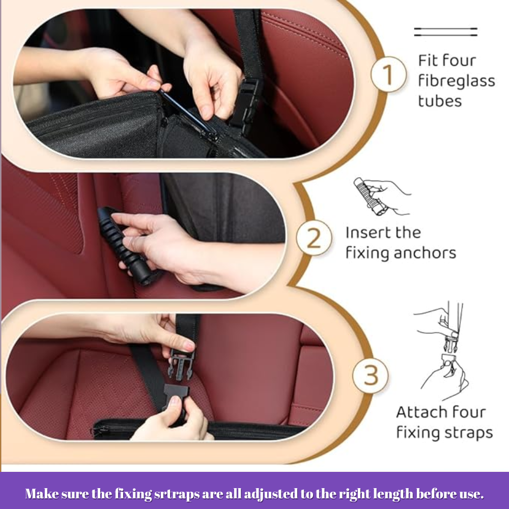 Medium Dogs up to 18 KG - With 4 Fastening Straps for Back Seat