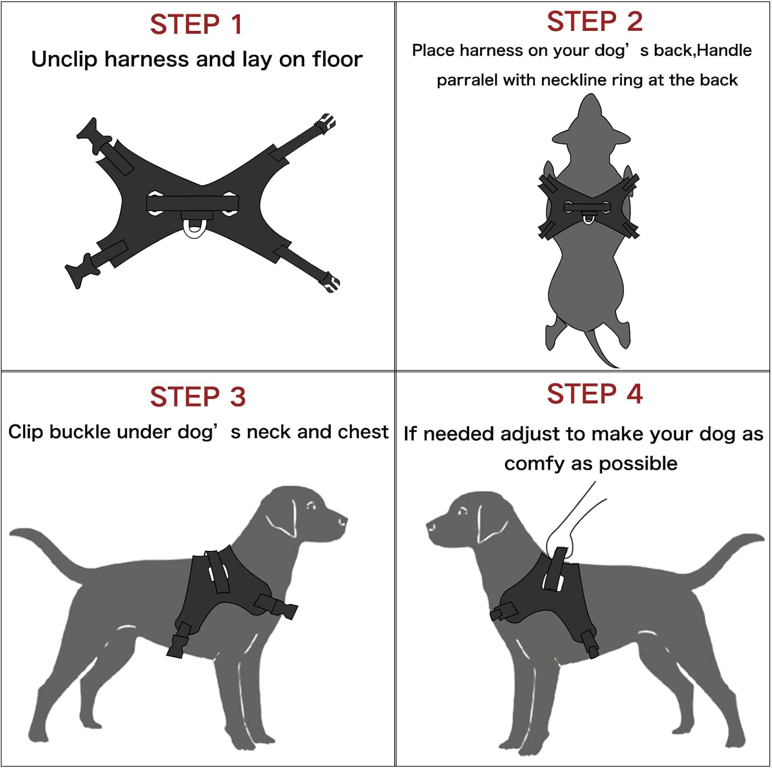 No Pull Dog Harness, Breathable Adjustable Vest with Reflective Oxford Fabric
