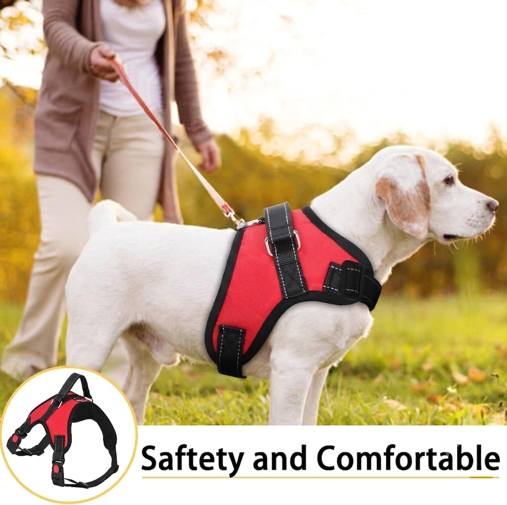 No Pull Dog Harness, Breathable Adjustable Vest with Reflective Oxford Fabric