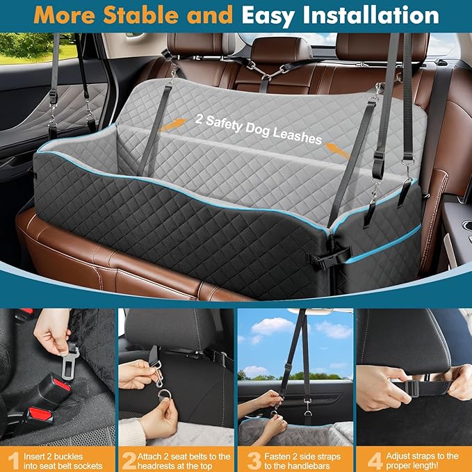 Premium Dog Car Booster Seat & Travel Bed – Elevated Comfort for Dogs Up to 120 lbs