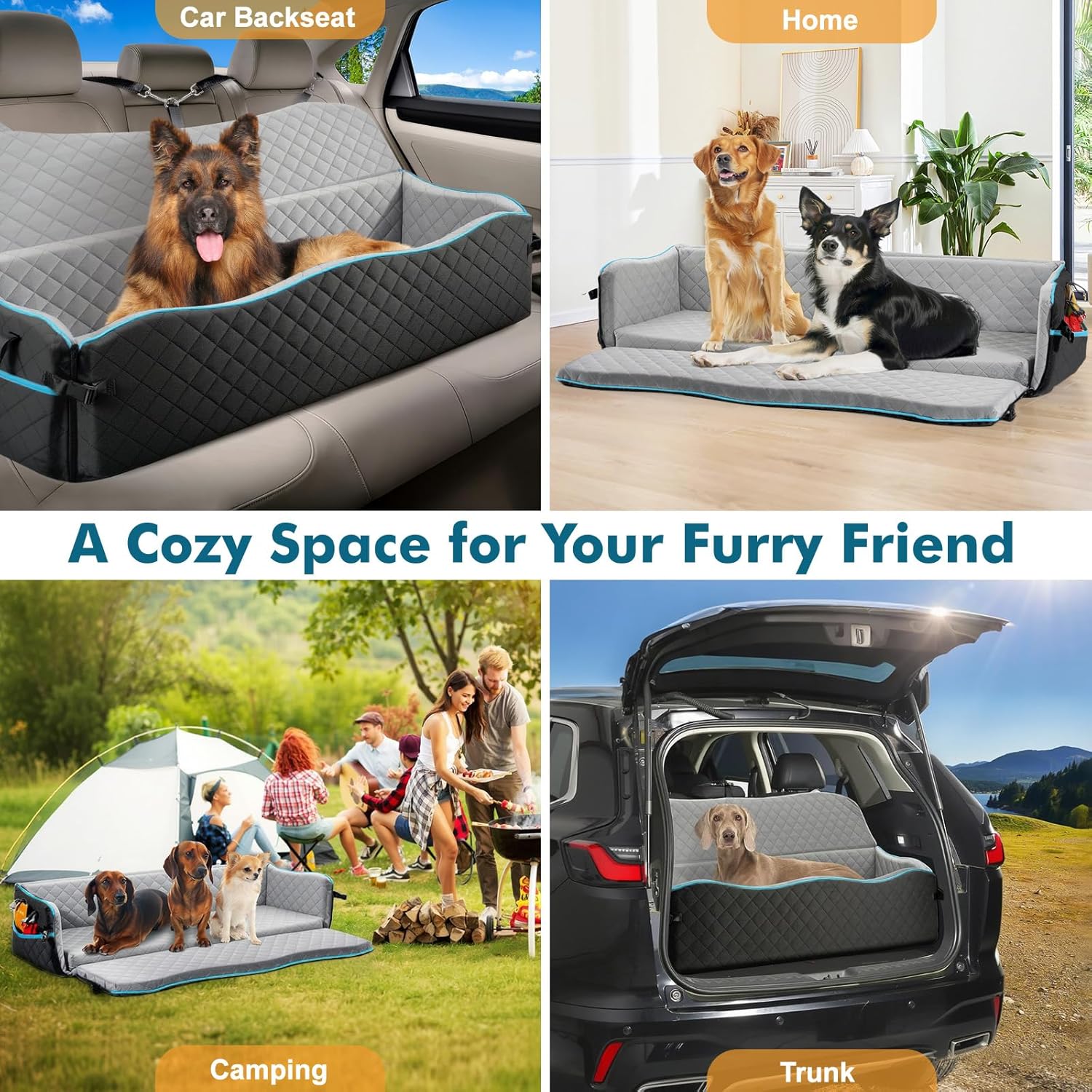 Premium Dog Car Booster Seat & Travel Bed – Elevated Comfort for Dogs Up to 120 lbs