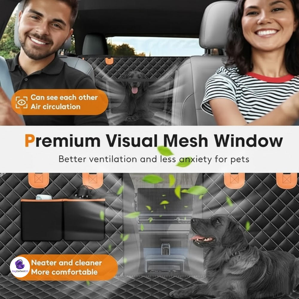 Premium Dog Car Hammock Seat Cover | Waterproof with Mesh Window & Side Protection