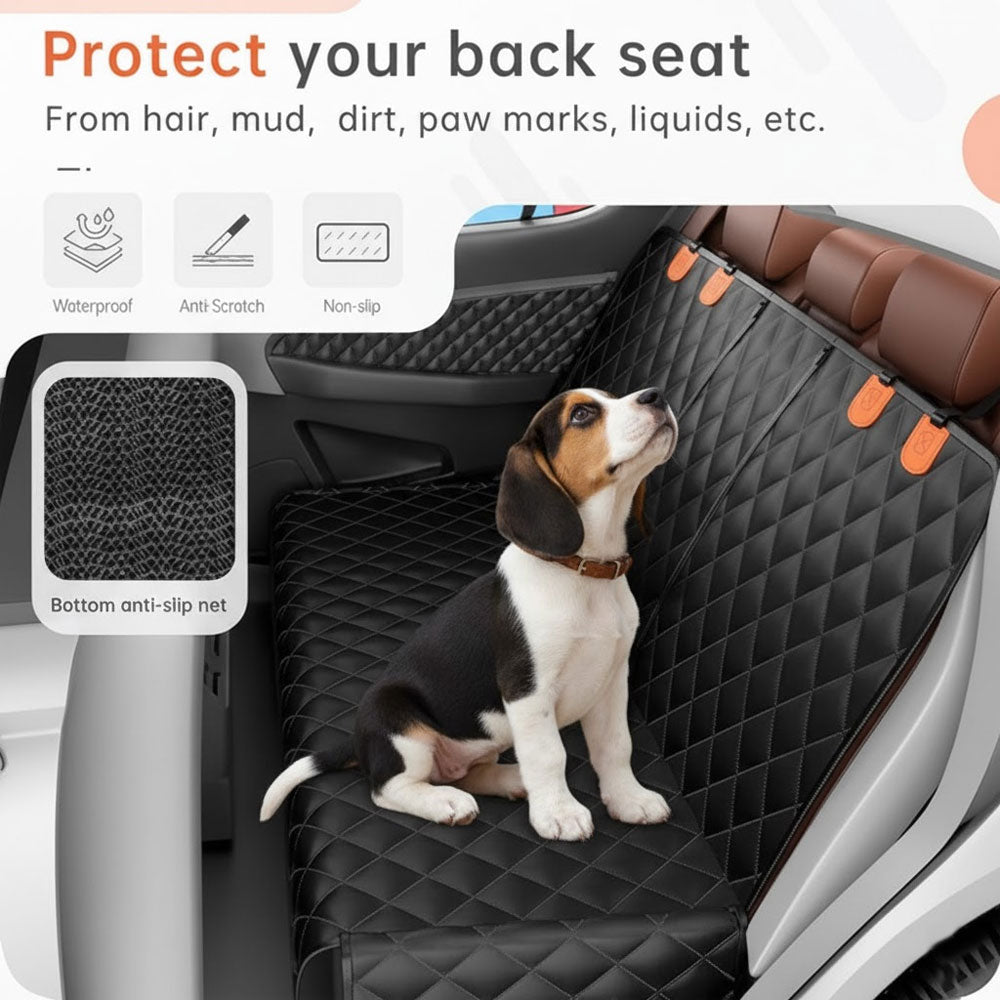 Premium Dog Car Hammock Seat Cover | Waterproof with Mesh Window & Side Protection