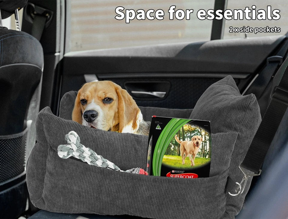 Premium Pet Car Booster Seat | Waterproof Dog Travel Seat with Safety Harness