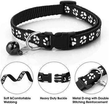 Puppy Collar and Lead Set, Adjustable Paw Print Collar & Leash