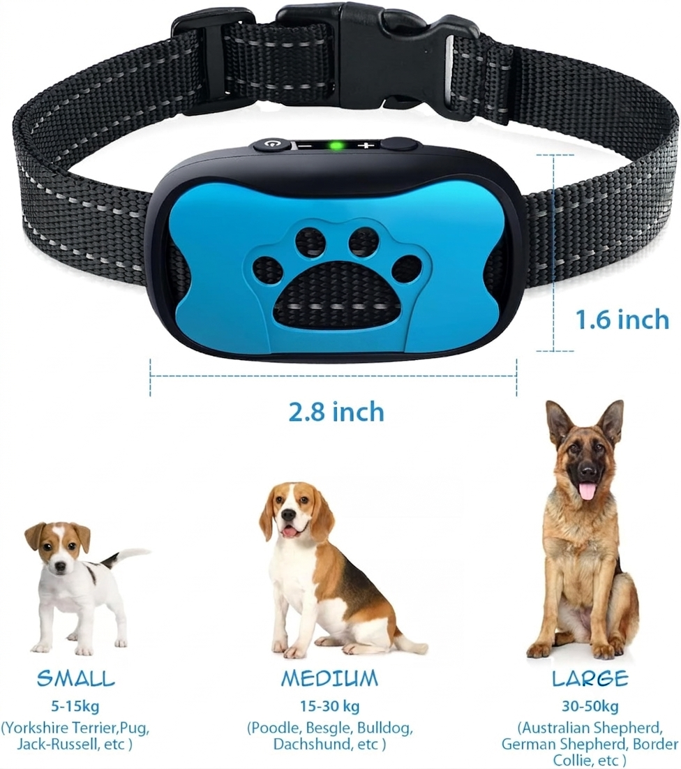 Rechargeable Bark Collar – Humane Vibration Beep Anti-Bark Training Collar for Small, Medium and Large Dogs