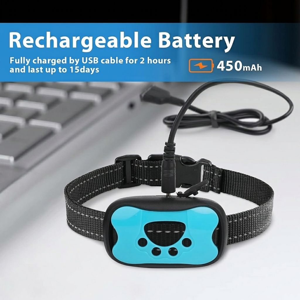 Rechargeable Bark Collar – Humane Vibration Beep Anti-Bark Training Collar for Small, Medium and Large Dogs