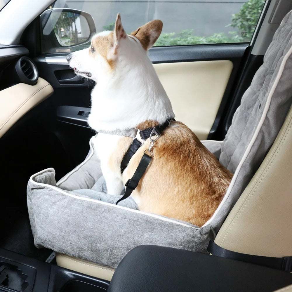 Dog car seat bed with safety clip