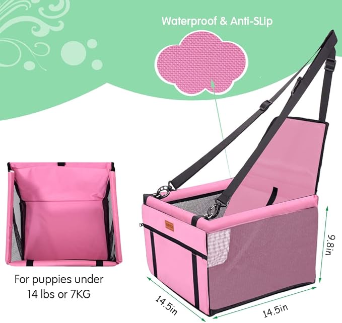 SWIHELP Dog Car Seat With PVC Support Pipe Foldable For Small Pets Puppy Cat Travel