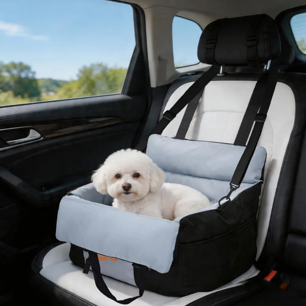 Dog car seat with storage pockets