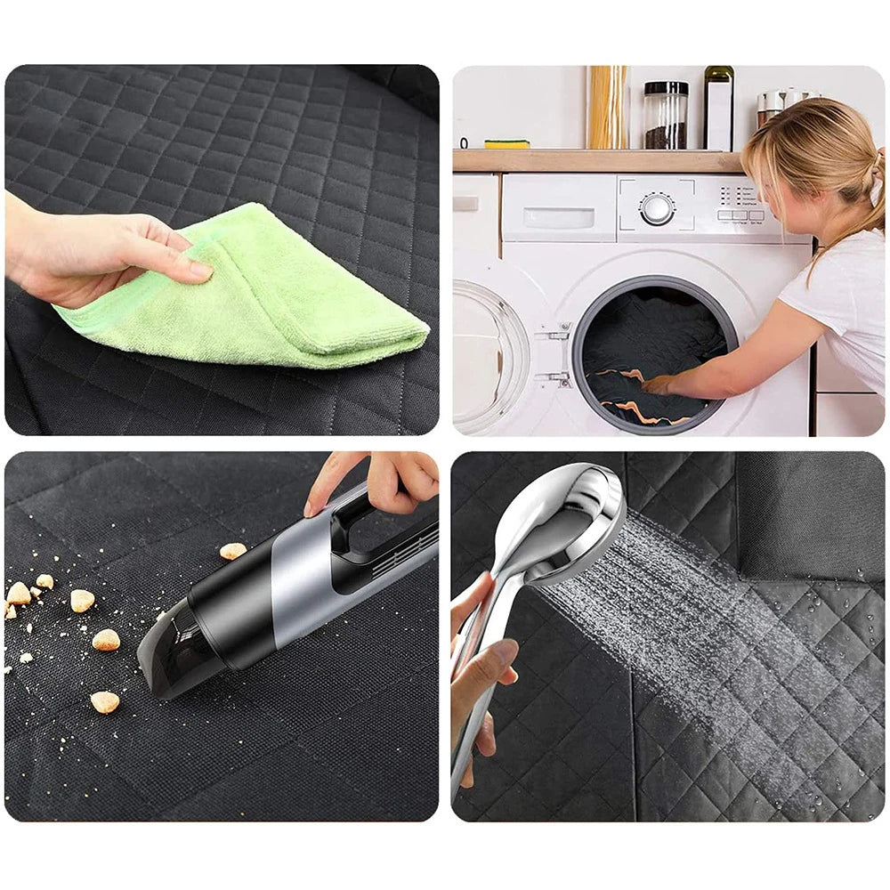 Easy-clean dog car seat cover: wipe, machine wash, vacuum and rinse