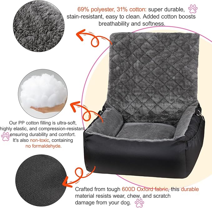 Small Dog Booster Car Seat – Plush & Comfortable Travel Seat for Dogs Up to 9kg