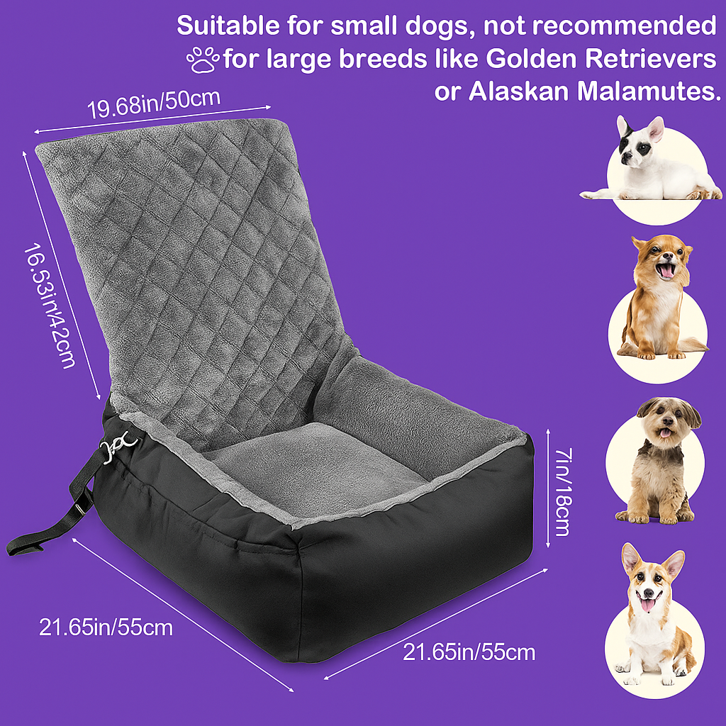 Small Dog Booster Car Seat – Plush & Comfortable Travel Seat for Dogs Up to 9kg