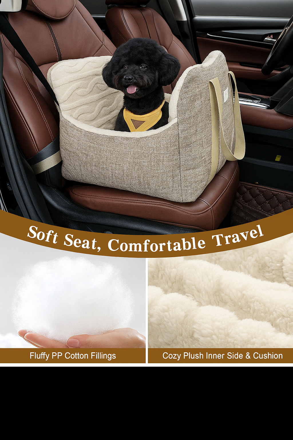 Small Dog Car Seat, Dog Booster Car Seat for Small Dogs, Puppy Seats for Cars with Fixed Buckle and Safety Leash,Dogs Bed Cars Seats,