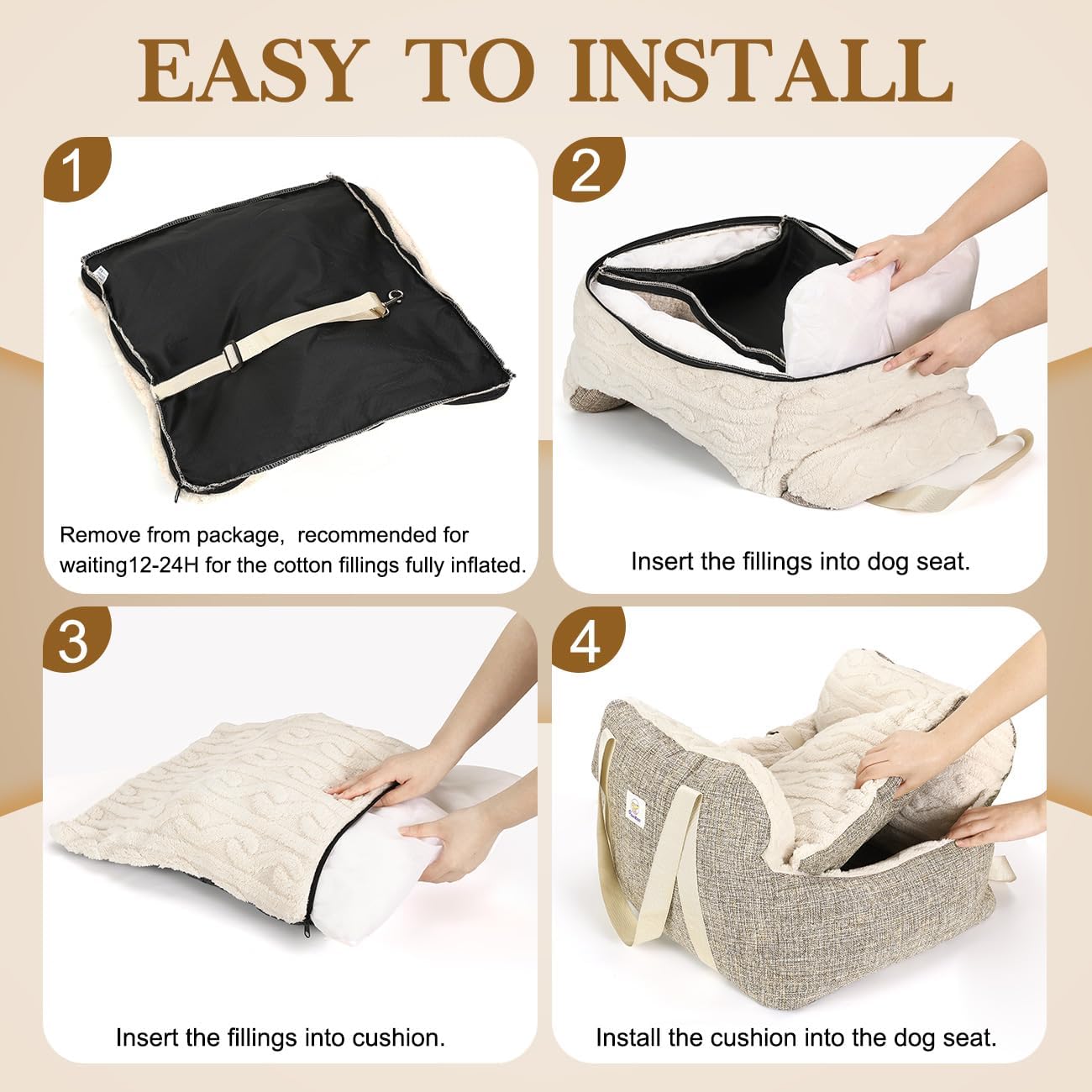 Small Dog Car Seat, Dog Booster Car Seat for Small Dogs, Puppy Seats for Cars with Fixed Buckle and Safety Leash,Dogs Bed Cars Seats, Pet Travel