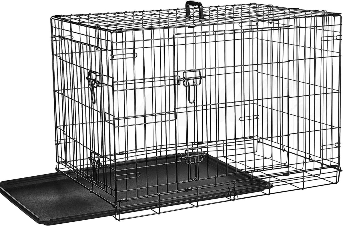 Two-DoorFoldingMetalDogCrate_RemovableTray