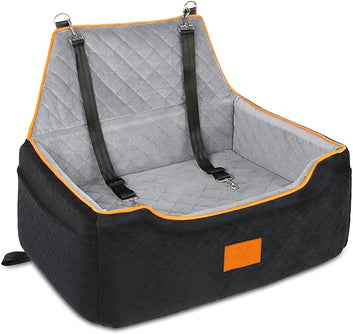 Dog Booster Car Seat with Cushion & Storage (Up to 55 lbs)