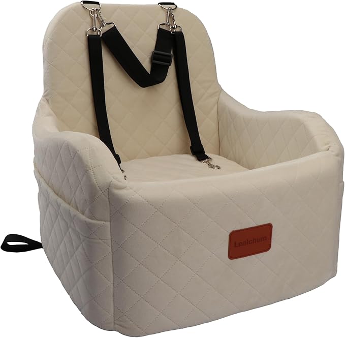 beige dog car seat