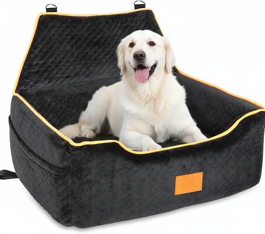 black dog car seat