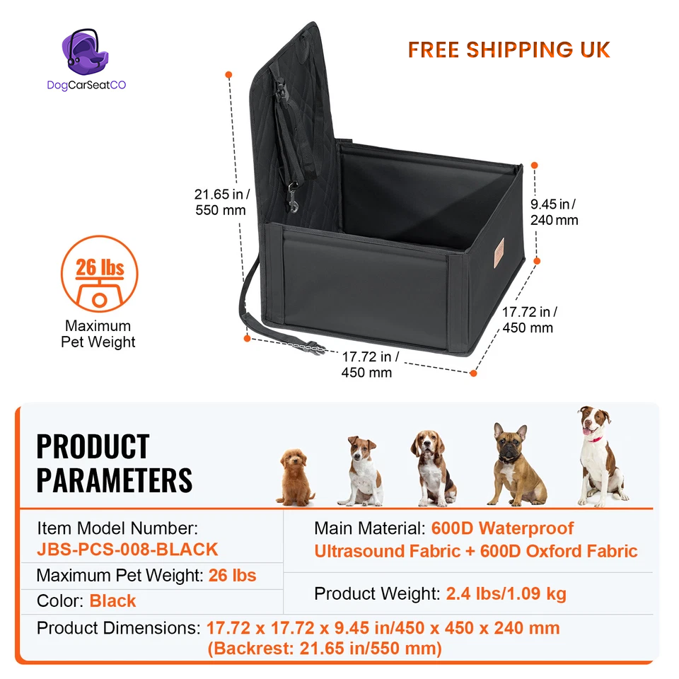dog car seat 26 lbs