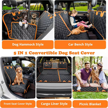 5 in 1 Dog Car Seat Cover Rear Back Pet Hammock Cushion Protector Waterproof