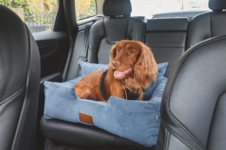 luxury large dog car seat - denim blue