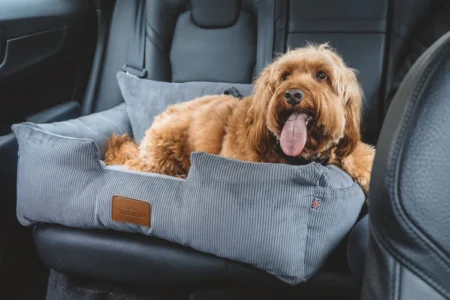 luxury large dog car seat - gunmetal grey