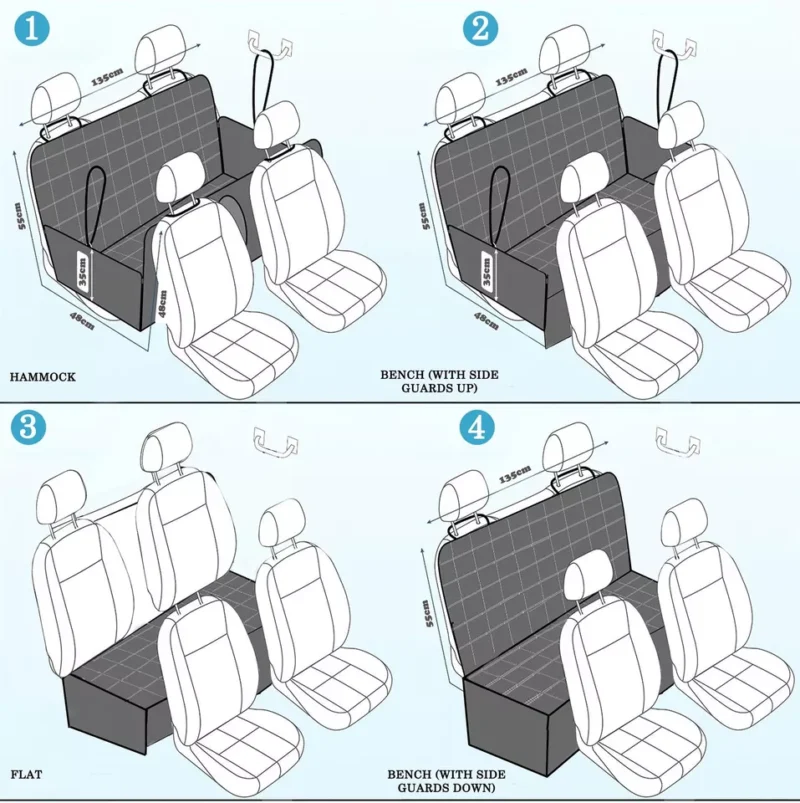Car Rear Back Seat Cover Pet Dog Cat Protector Waterproof Hammock Mat Seatbelt
