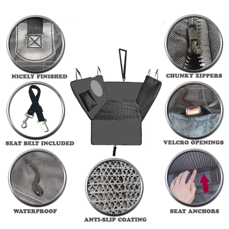 Car Rear Back Seat Cover Pet Dog Cat Protector Waterproof Hammock Mat Seatbelt
